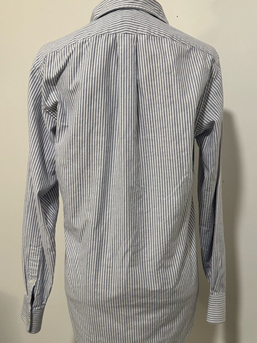 Lands' End 100% Cotton Blue White Pinstripe Button-Down Oxford Shirt Size 14.5 - Picture 13 of 14